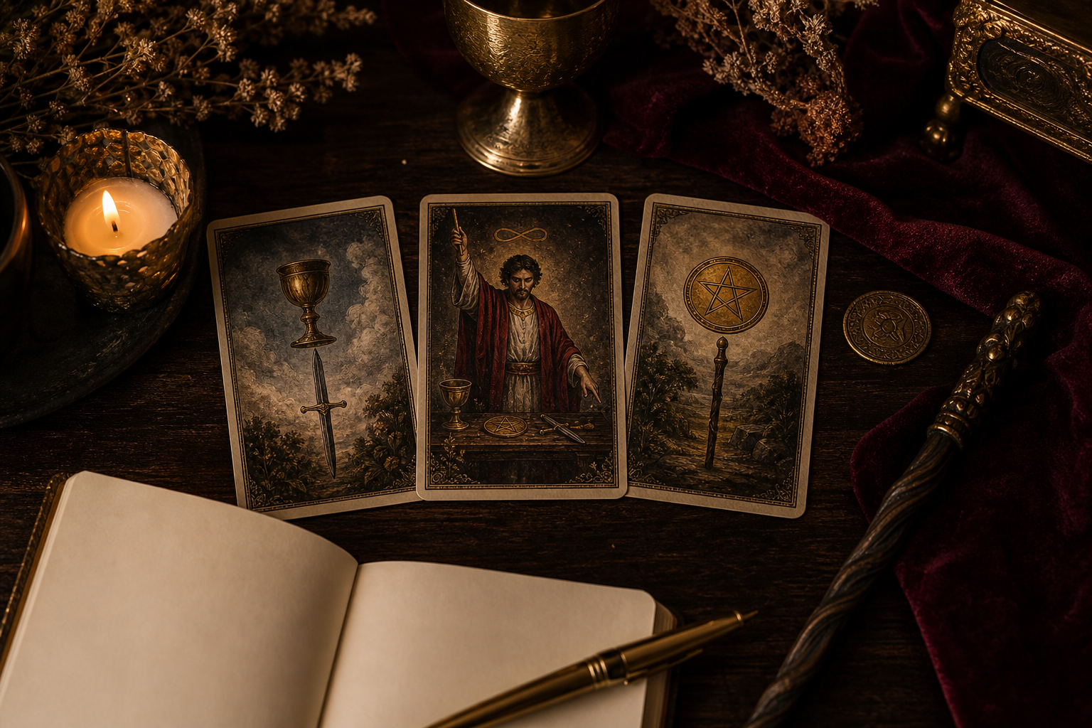 Mago en el tarot en ritual energetico