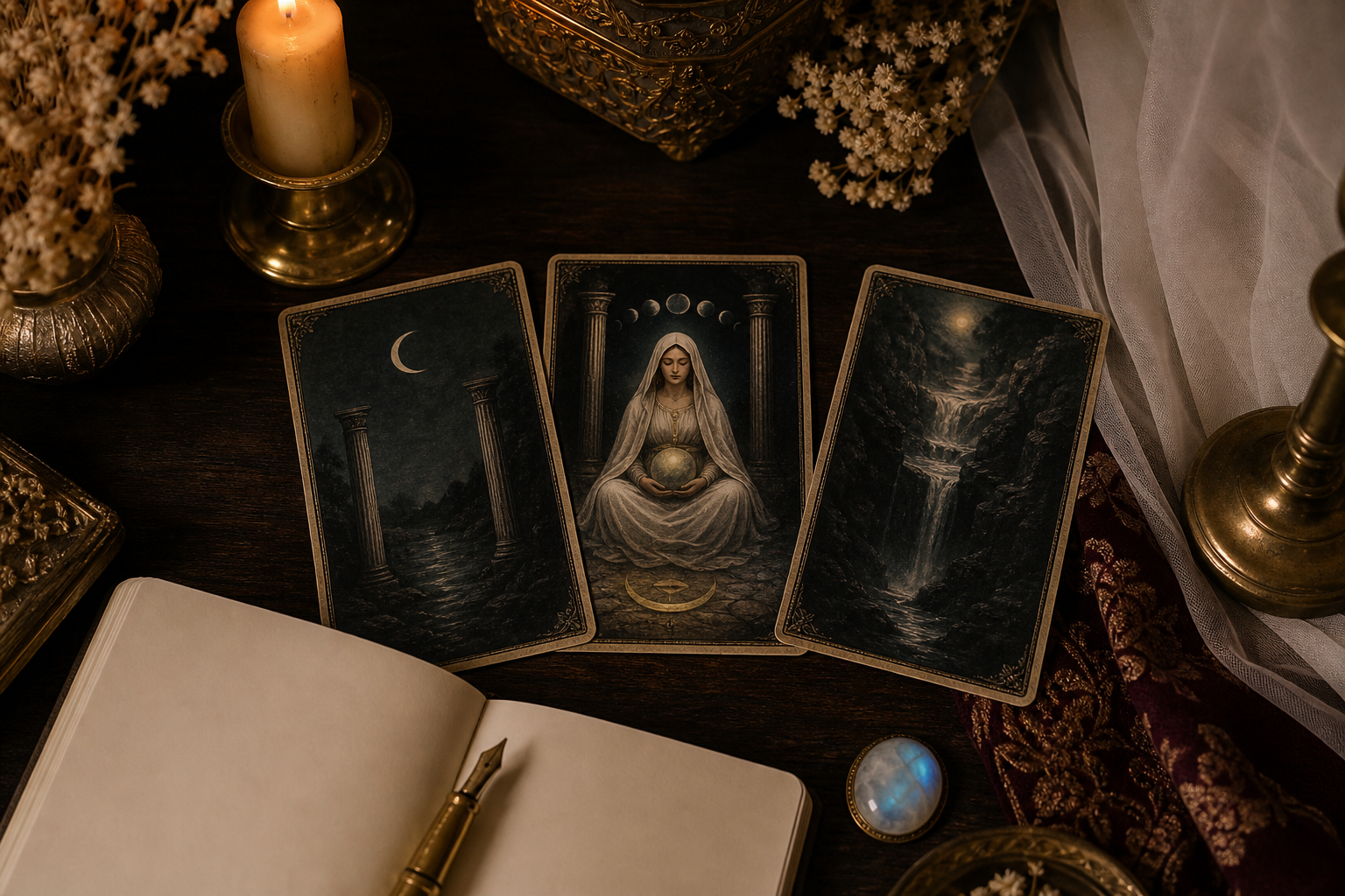 Suma sacerdotisa en el tarot en ritual energetico