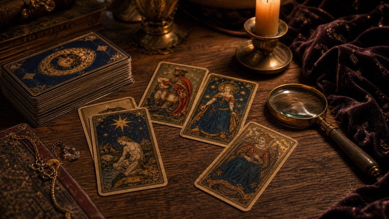 Cartas históricas inspiradas en el Tarot Visconti-Sforza sobre una mesa