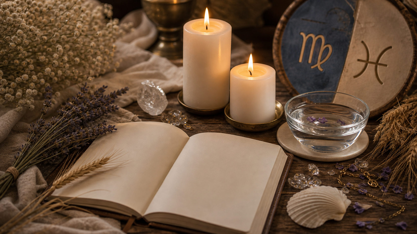 Amor entre virgo y piscis en ritual energetico
